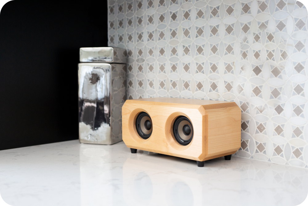 Riverwood Acoustics wireless Bluetooth speakers feature a wood casings from reclaimed wood. 