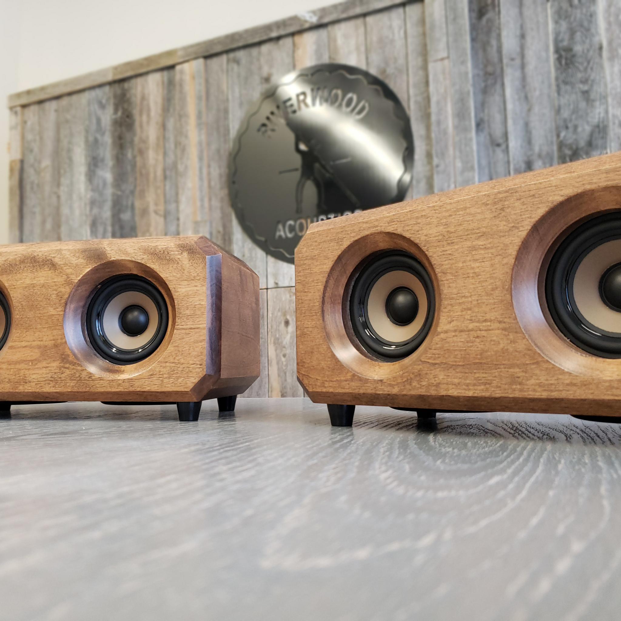 Buy Riverwood Acoustics Bluetooth speakers made from reclaimed wood.