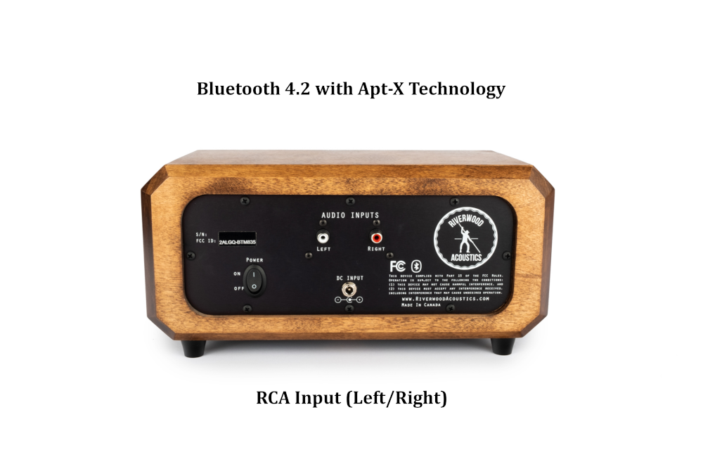 Products made in Ontario. Riverwood Acoustics wireless Bluetooth speakers